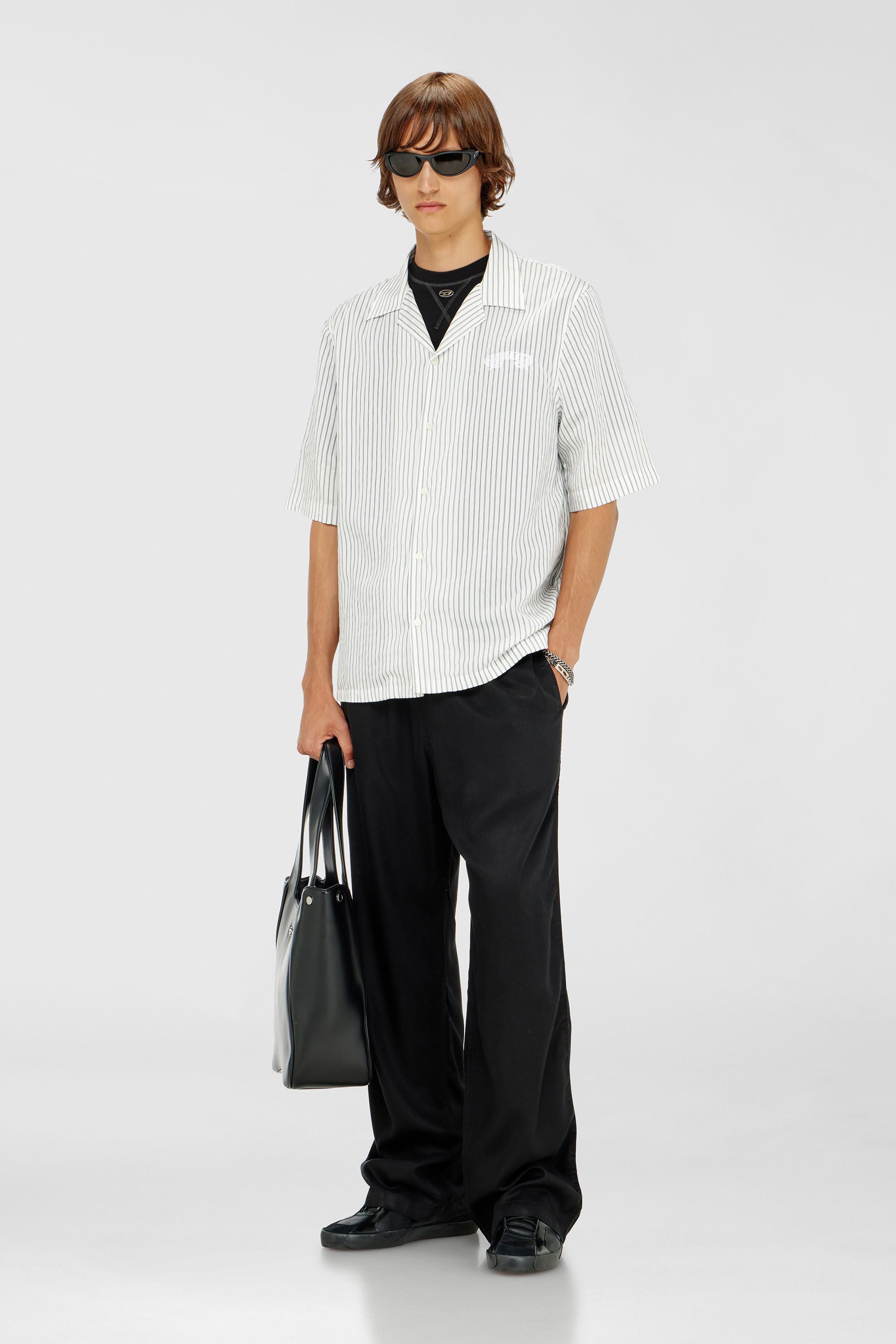Diesel - P-DREYER-C, Man's Drawstring pants in faded twill in Black - 2