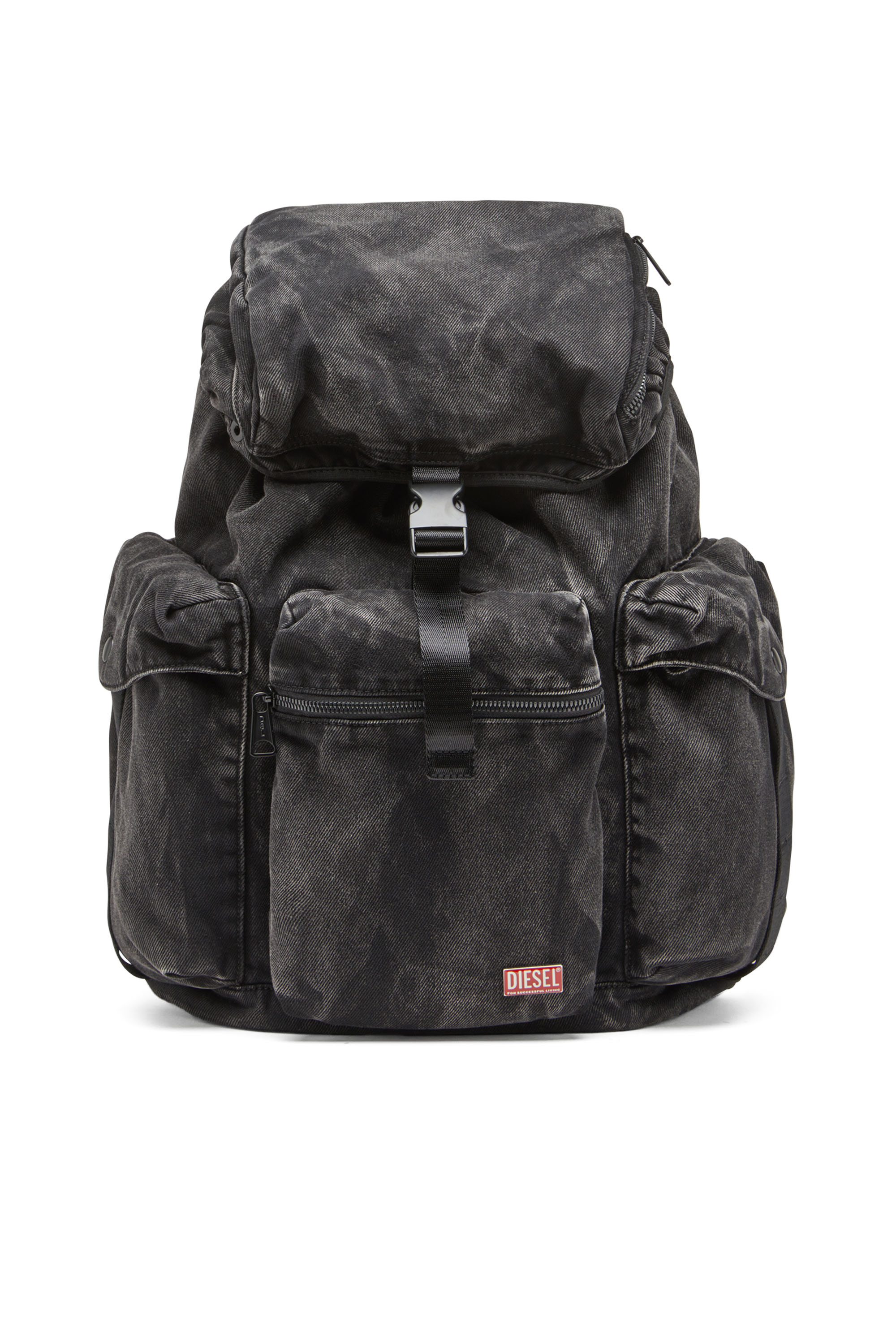 Diesel - UTLT BACKPACK, Man's Utlt Backpack-Utility backpack in cloudy-effect denim in Black - 2