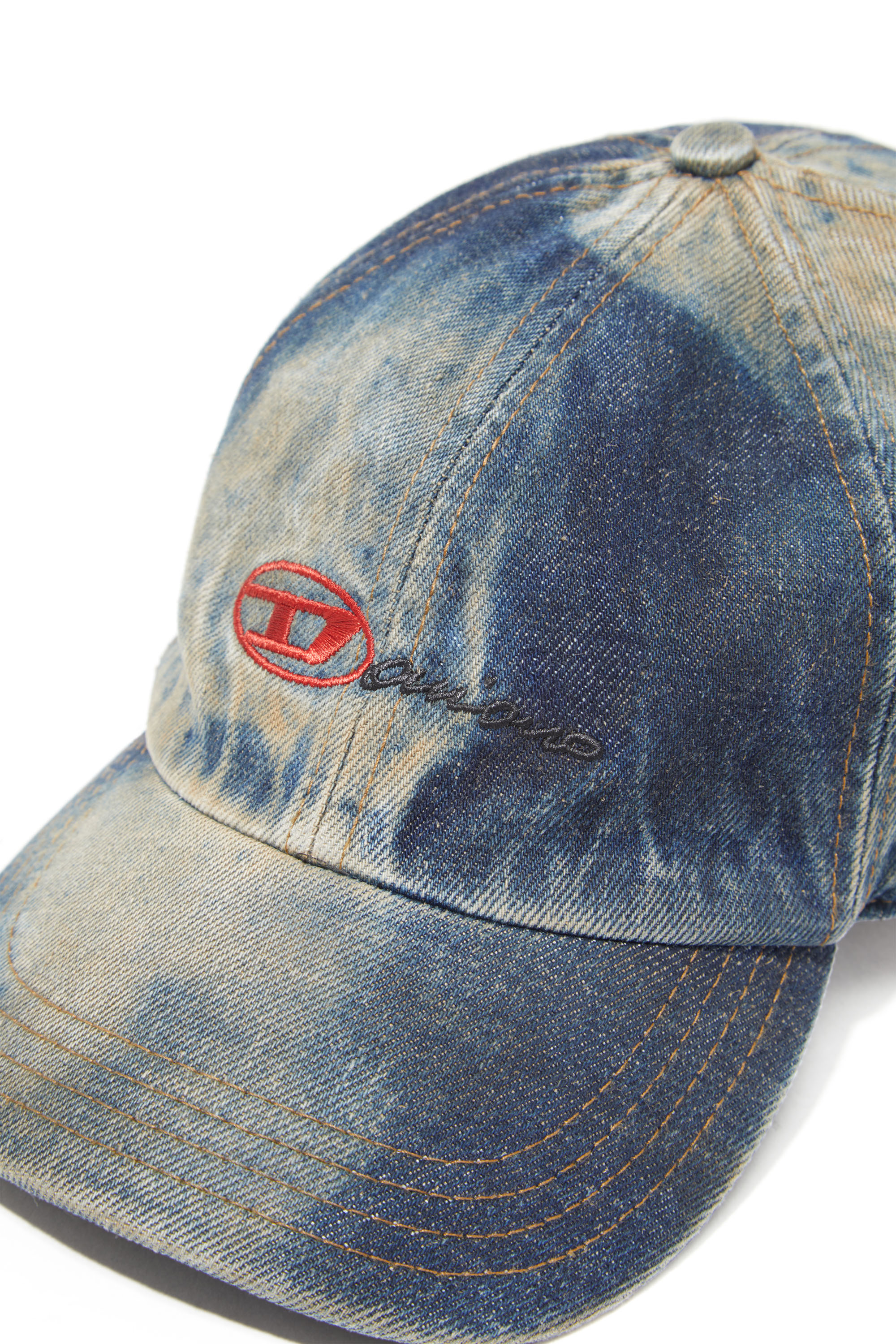 Diesel - C-CAP-DD, Unisex's Baseball cap in dirty-effect denim in Blue - 3