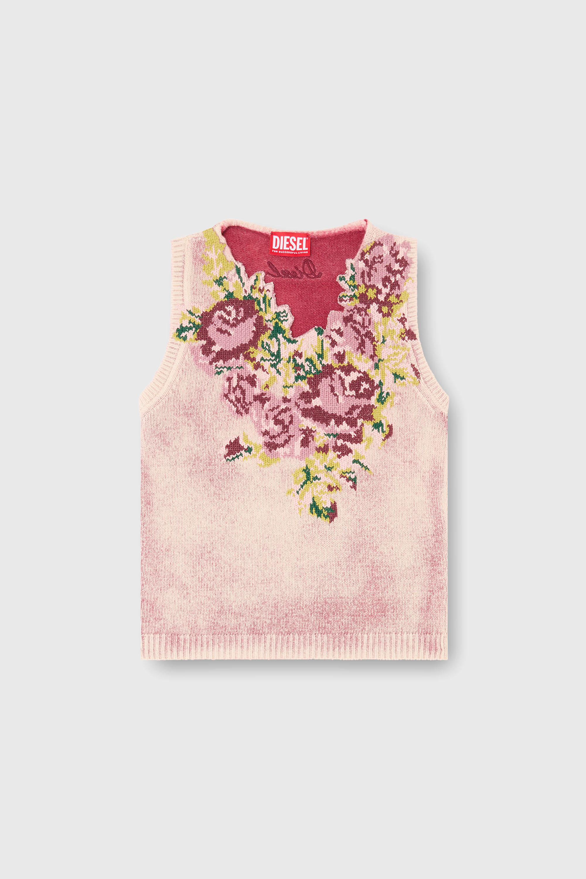 Diesel - M-RARIS, Woman's Knit vest in floral wool-blend knit in Pink - 2
