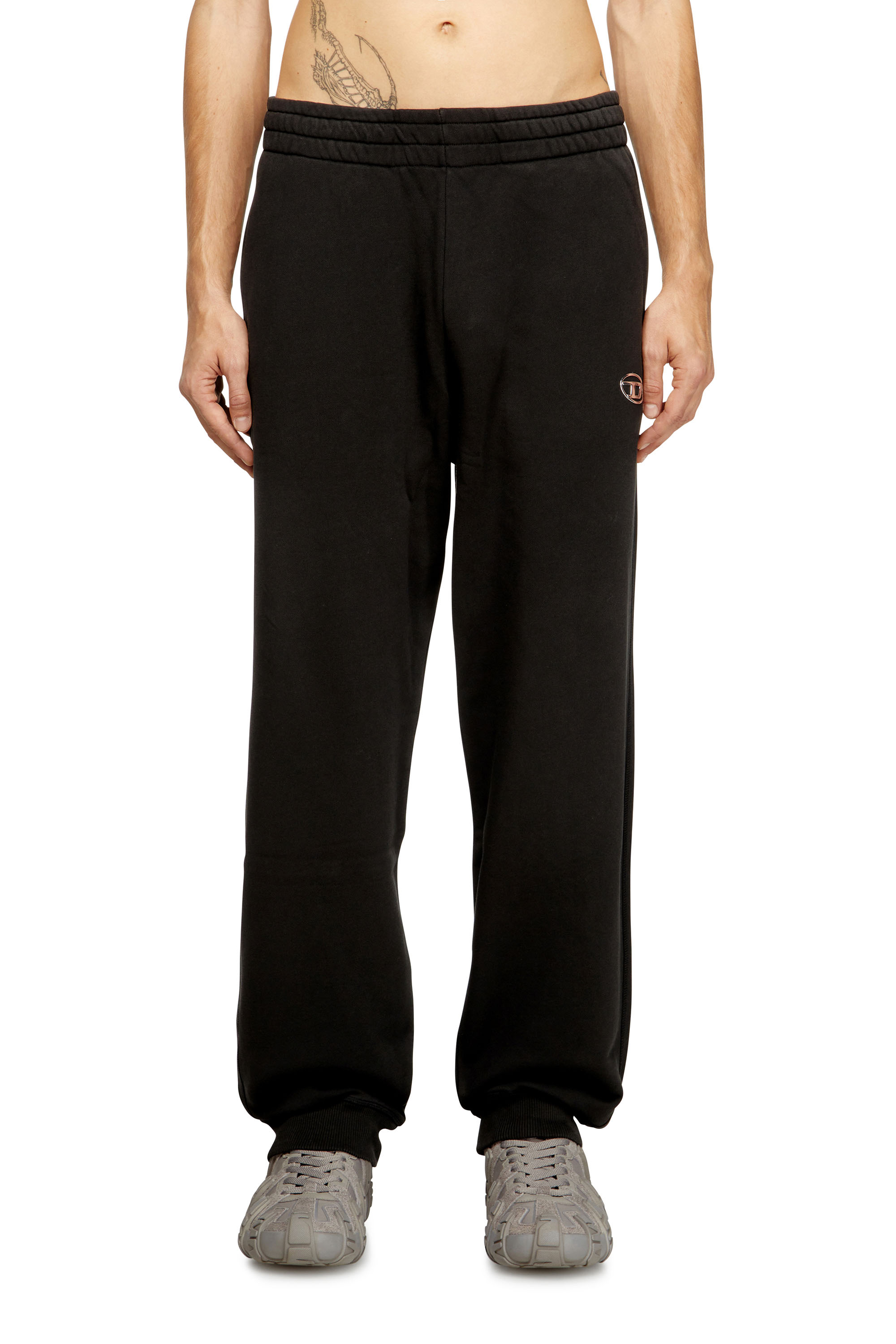 P-MARKY-IOD, Black Diesel - P-MARKY-IOD, Man's Cotton sweatpants with metallic Oval D in Black - 3