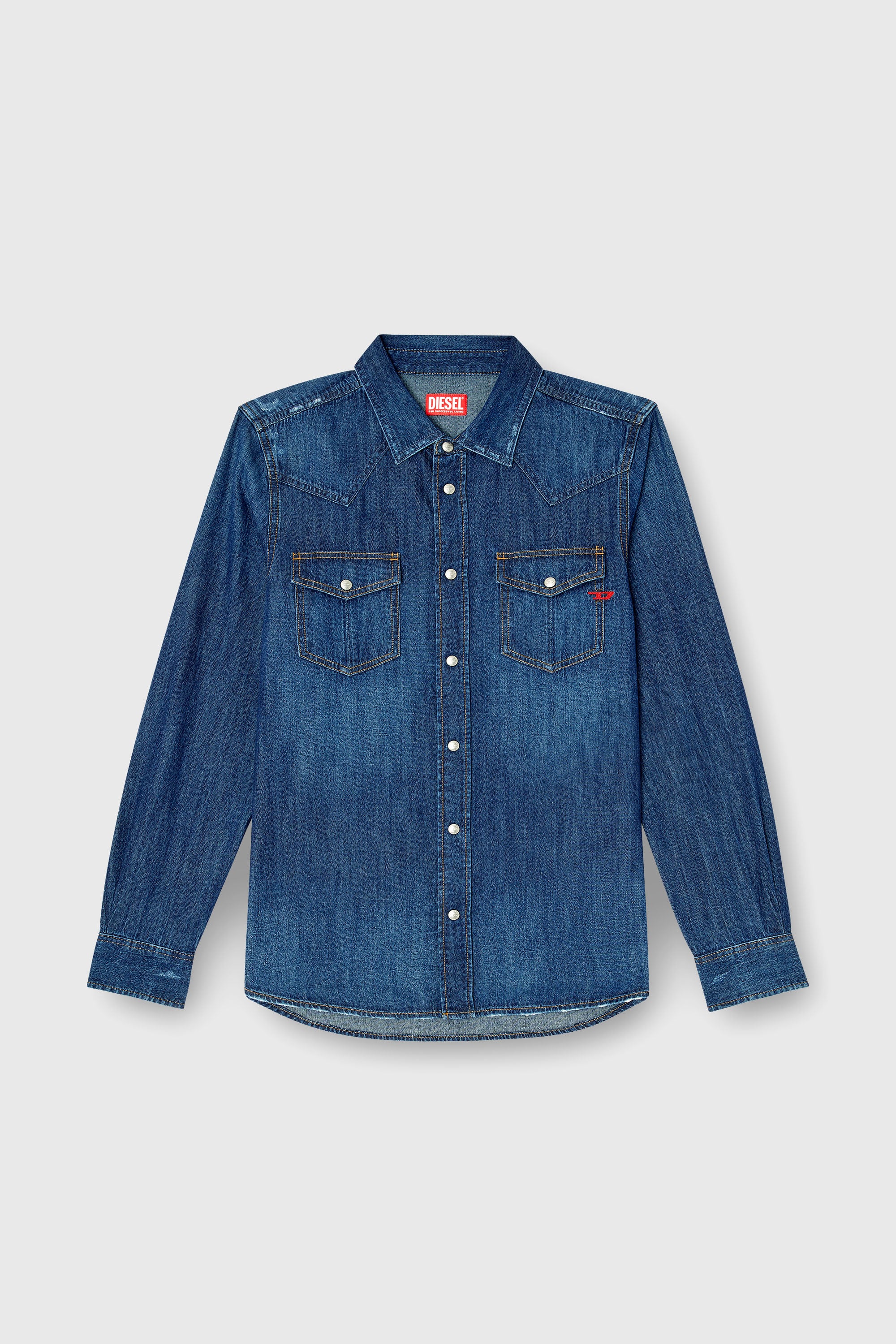 Diesel - D-VEGA, Man's Denim overshirt in Dark Blue - 1