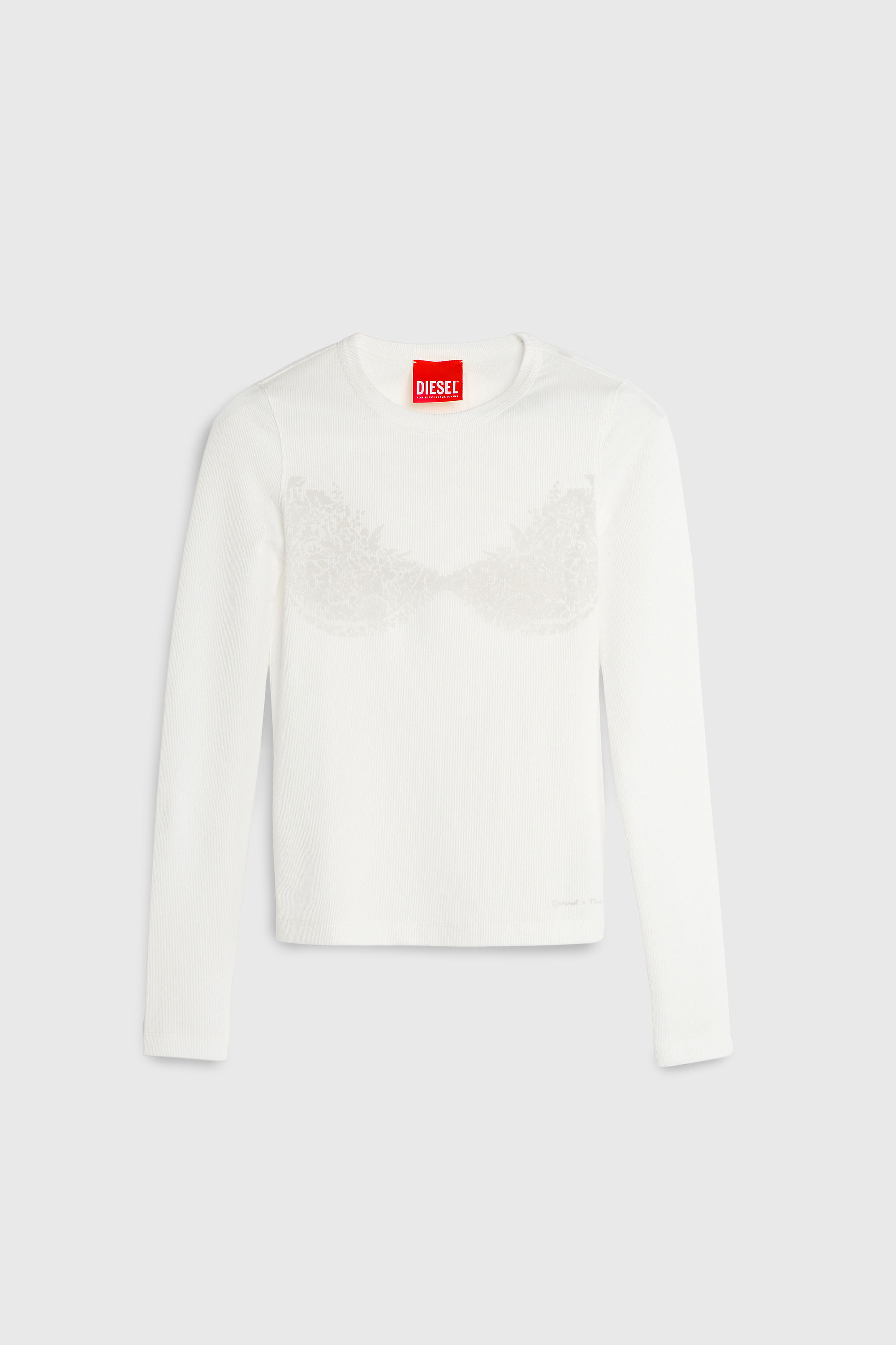 Diesel - PR-T-MOKKI-LS-R, Woman's Top with devor&eacute; lace effect in White - 2