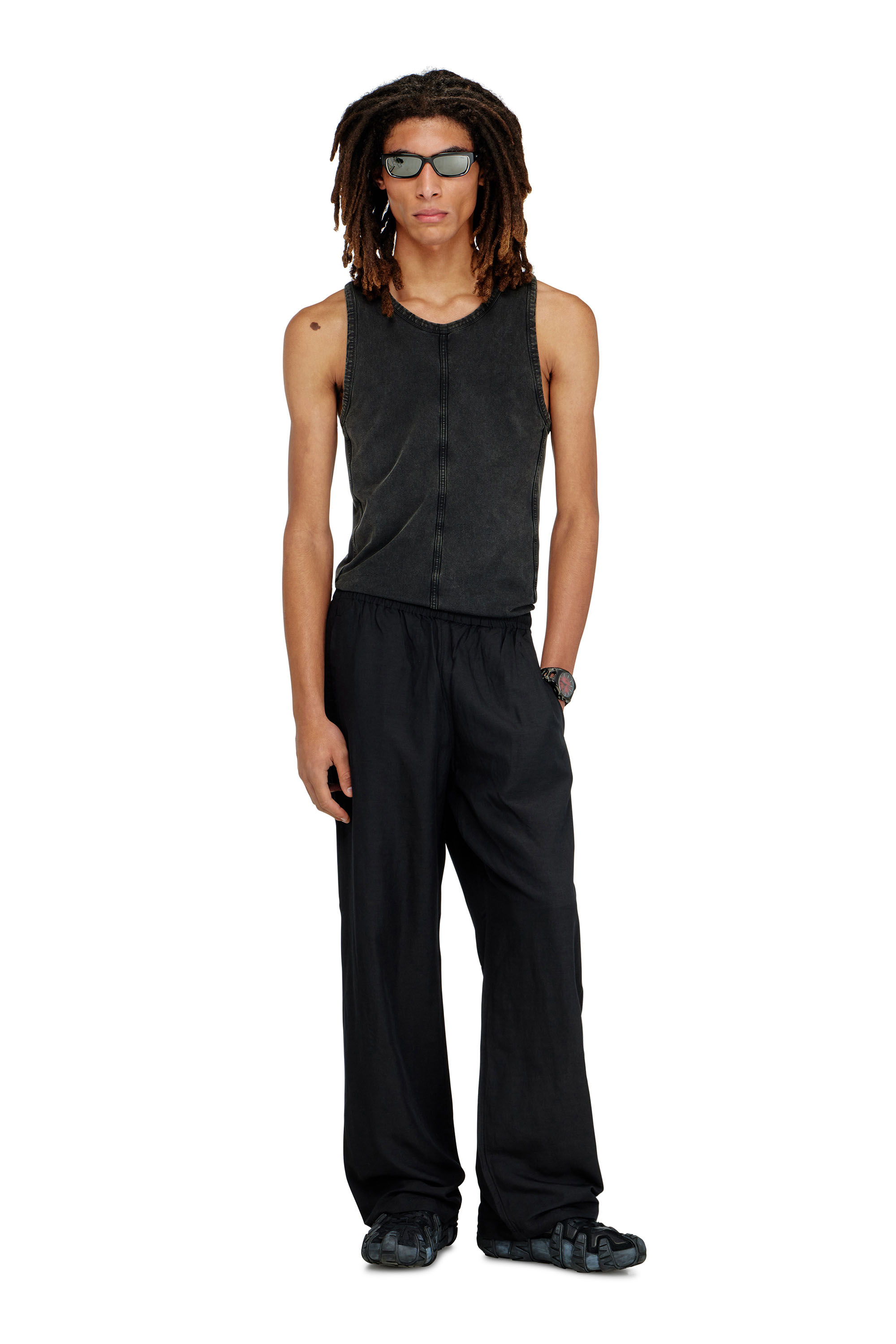 Diesel - P-THECK-PGBS, Unisex's Linen-blend pants in Black - 2