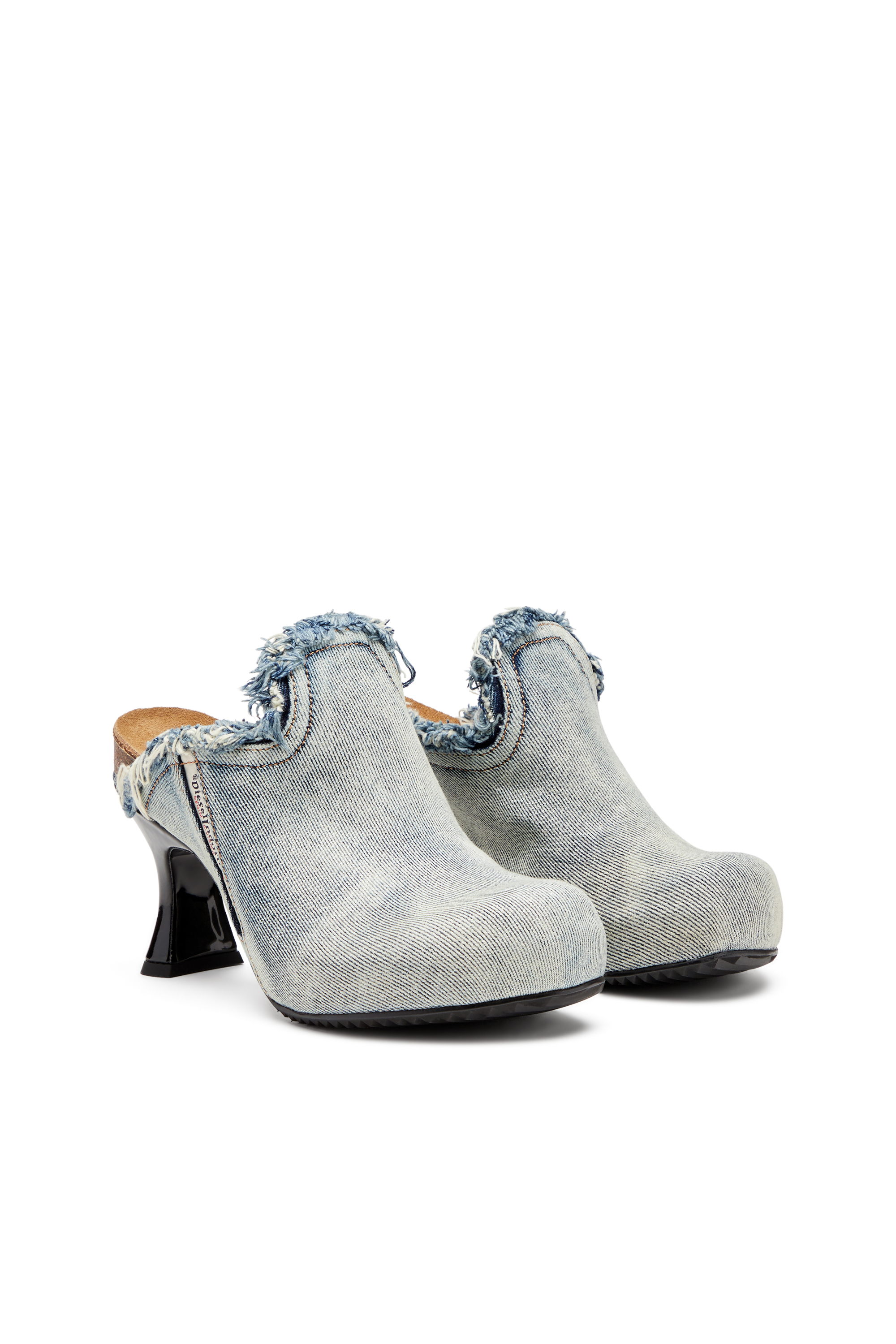 Diesel - D-WOODSTOCK ML W, Woman's Frayed denim mules in Light Blue - 3