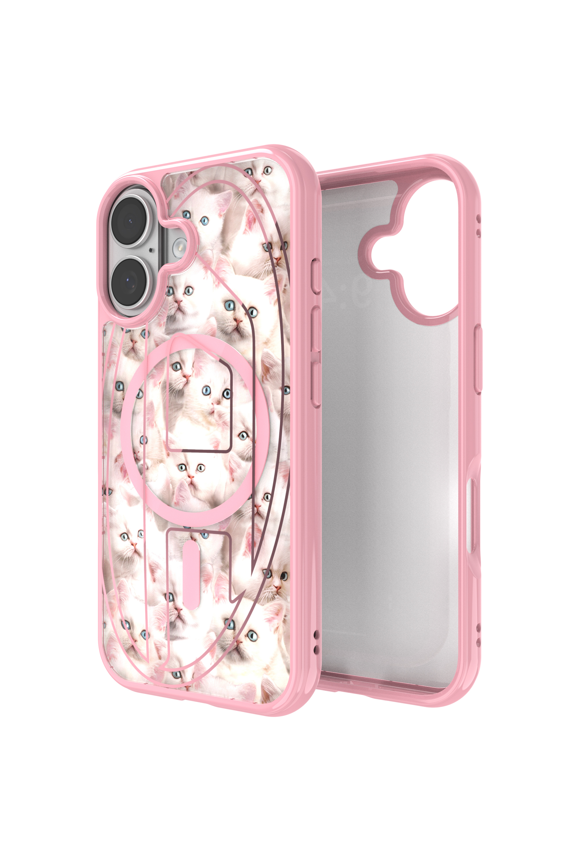 Diesel - 60423 AOP CASE, Unisex's Oval D cats case with magsafe for iPhone 17 in Pink - 1