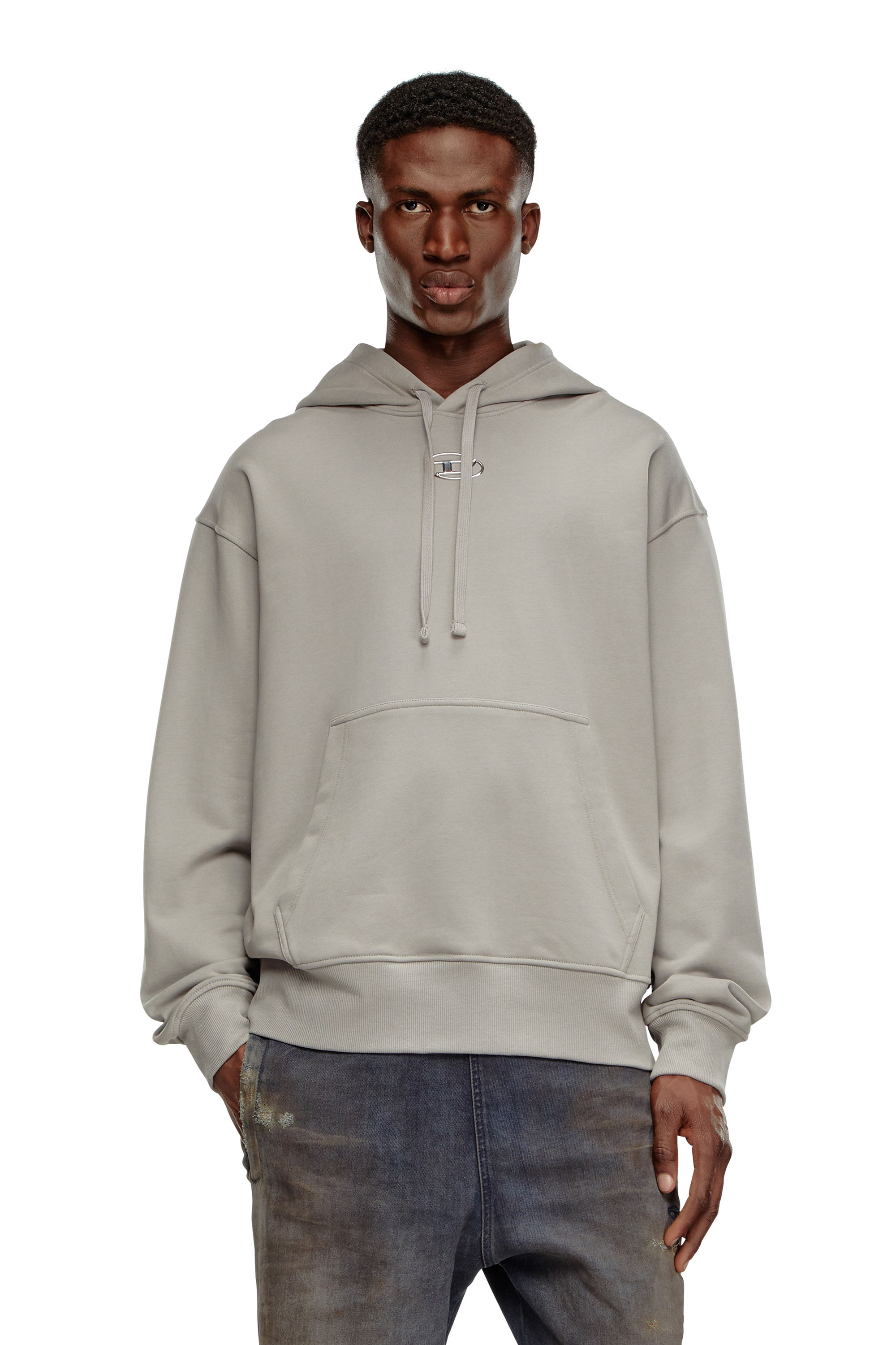 Diesel - S-MACS-HOOD-OD, Man's Oversized hoodie with metallic logo in Grey - 3