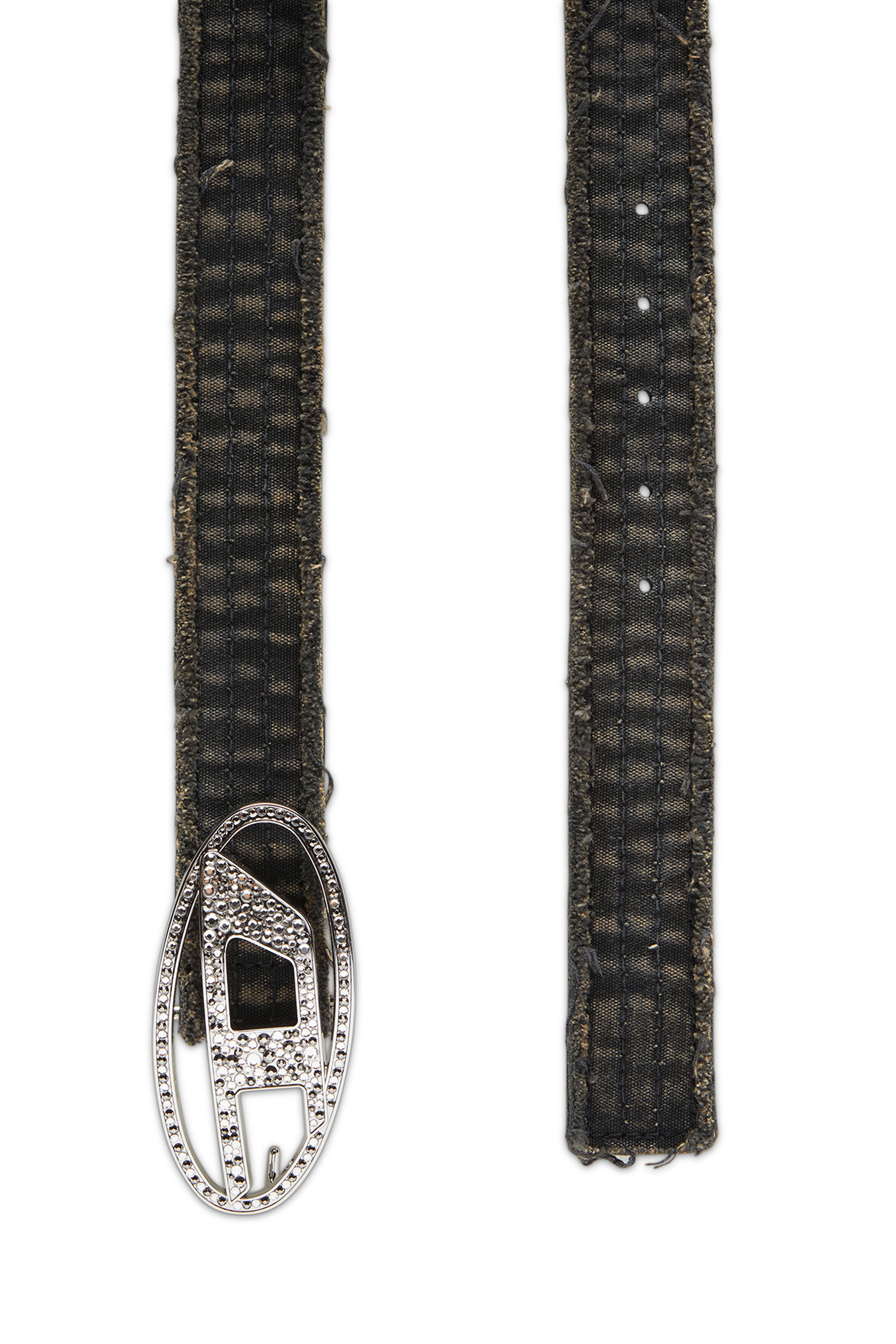Diesel - B-1DR STRASS, Woman Canvas and leather belt with crystals in Black - Image 2