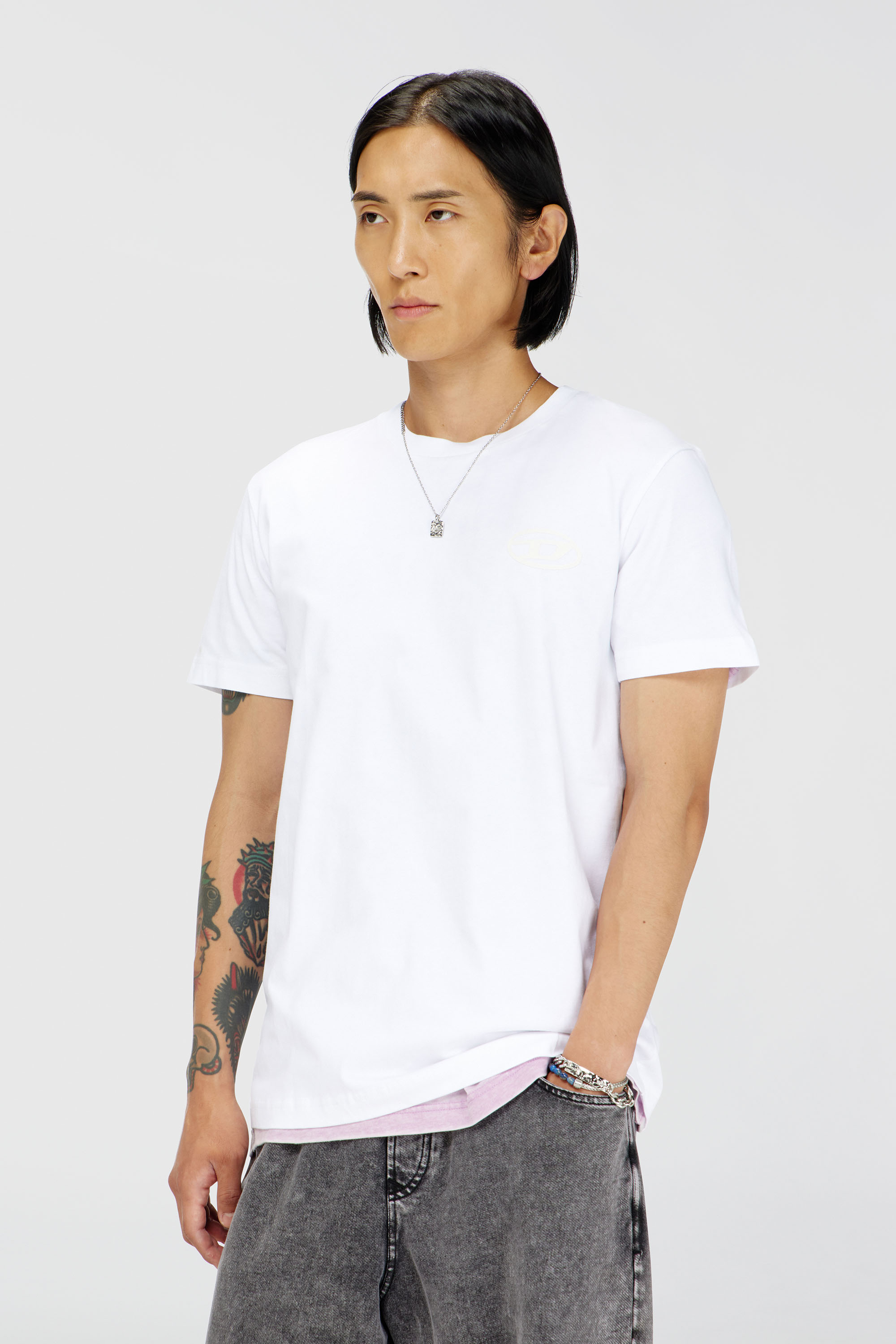 Diesel - T-DIEGO-T92, Man's Cotton T-shirt with Oval D logo in White - 1
