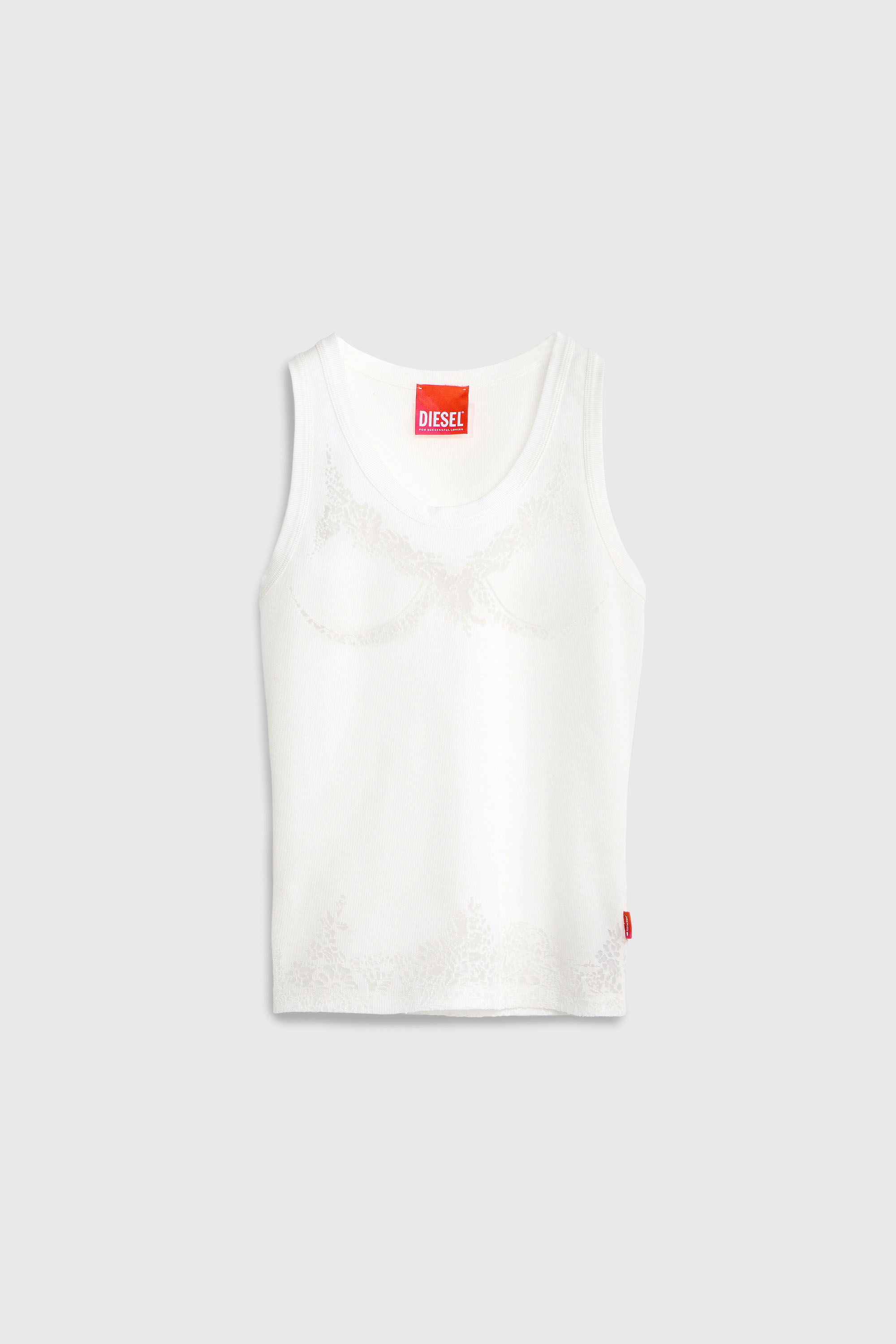 Diesel - PR-T-ANKI-LACE-R, Woman's Tank top with devor&eacute; lace effect in White - 2