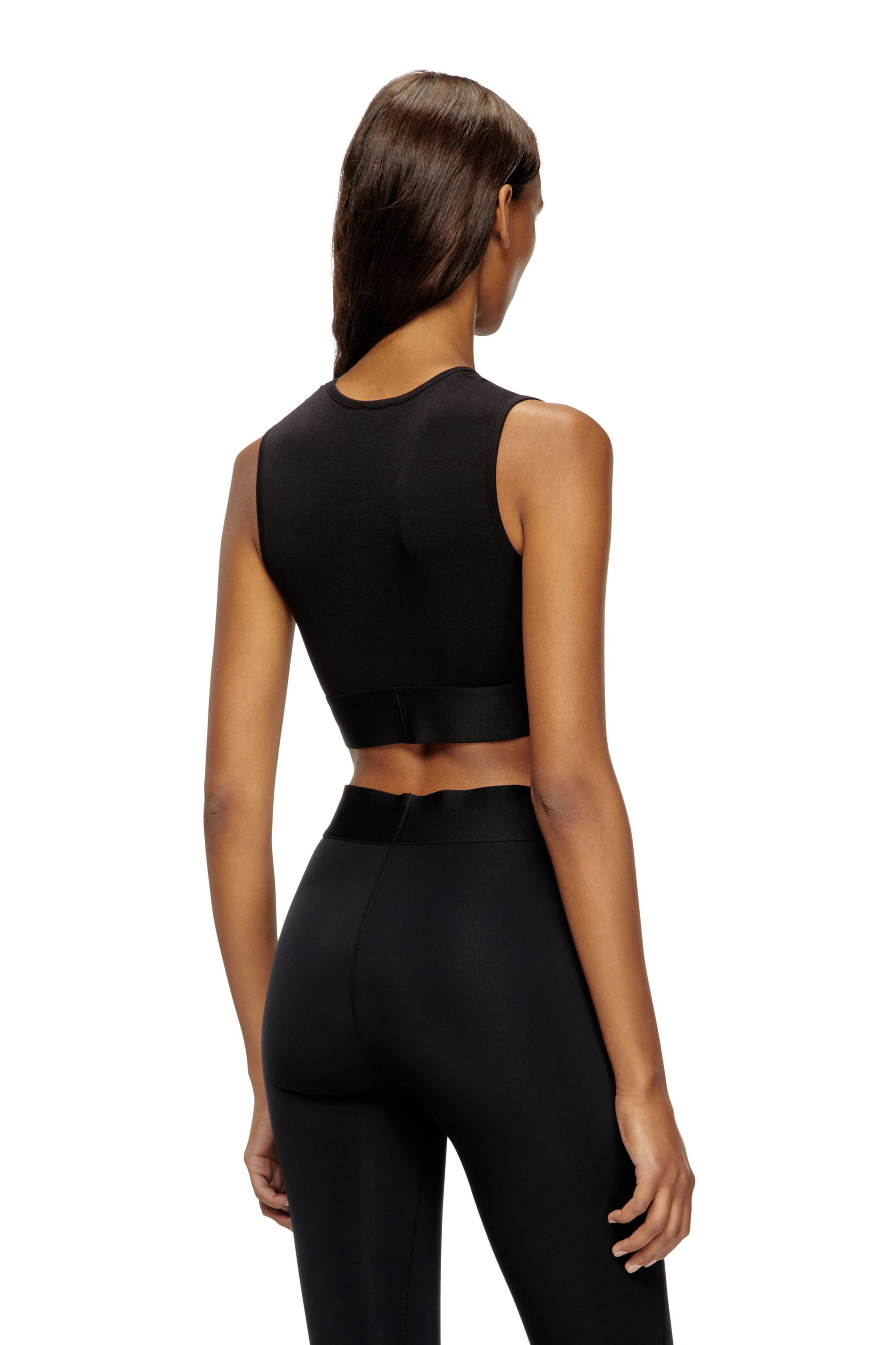 Diesel - ADA-D-POP, Woman's Cropped tank top with cut-off logo in Black - 4