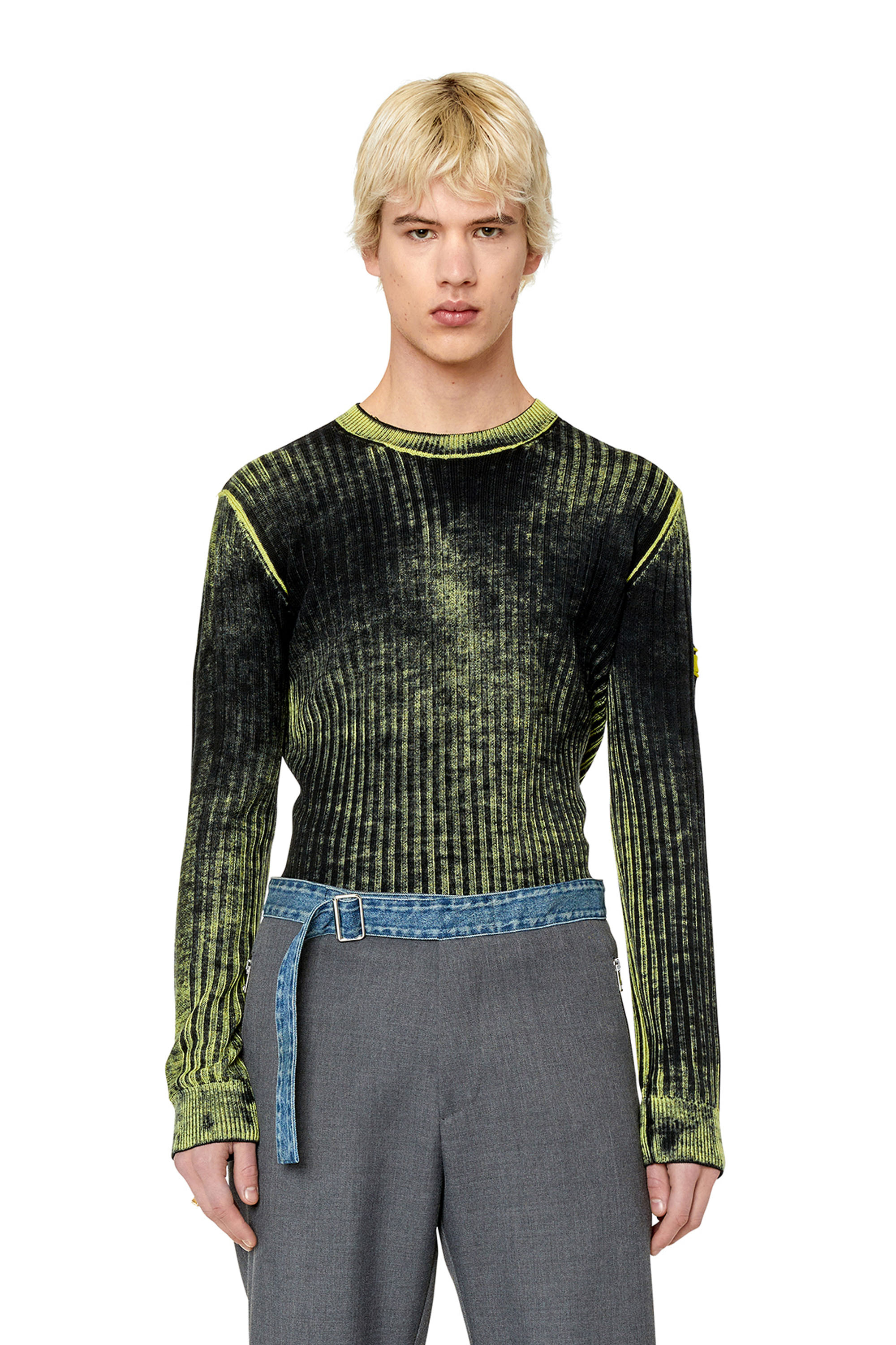 Diesel - K-ANDELERO, Man Printed wool jumper in Green - Image 1