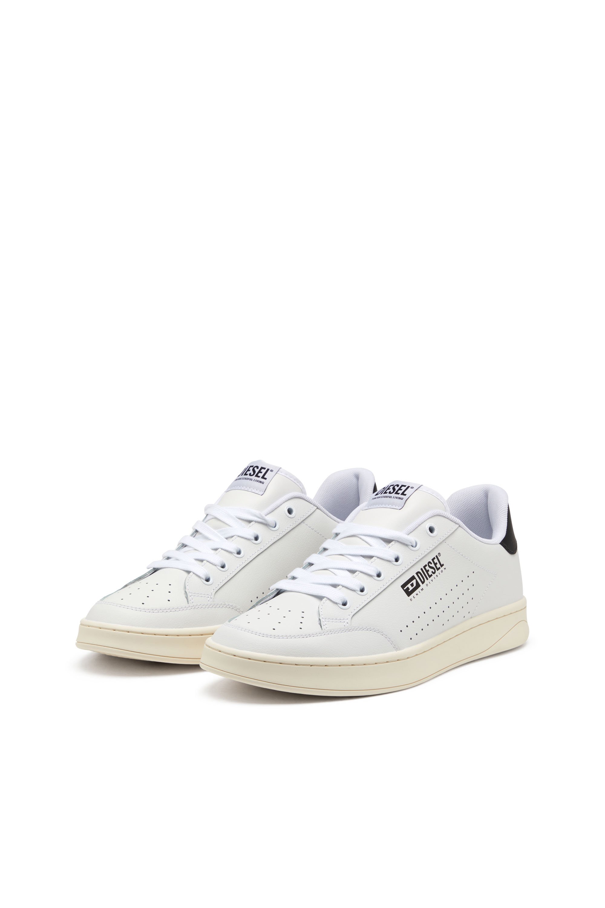 Diesel - S-ATHENE VTG, Man's S-Athene-Retro sneakers in perforated leather in White/Black - 8