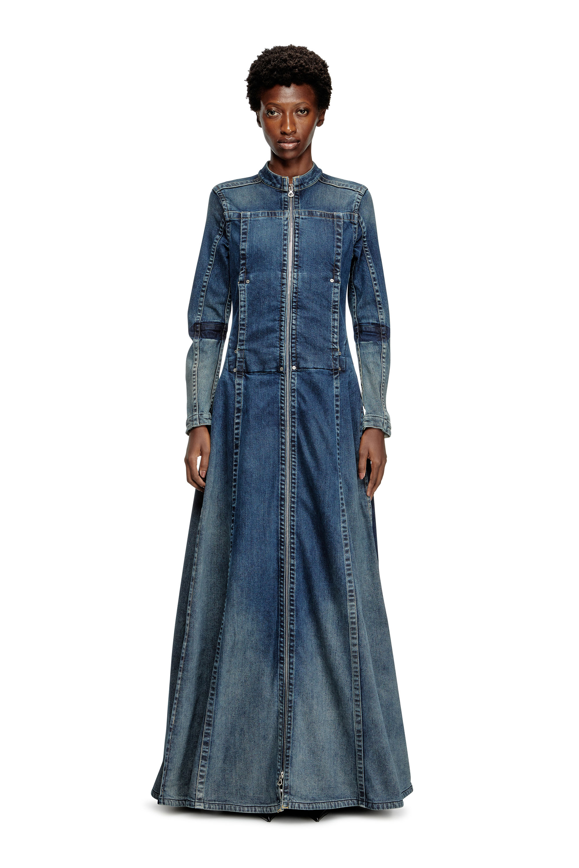 Diesel - DE-RO1-RE-FSG, Woman's Maxi dress in Rehab denim in Medium blue - 1