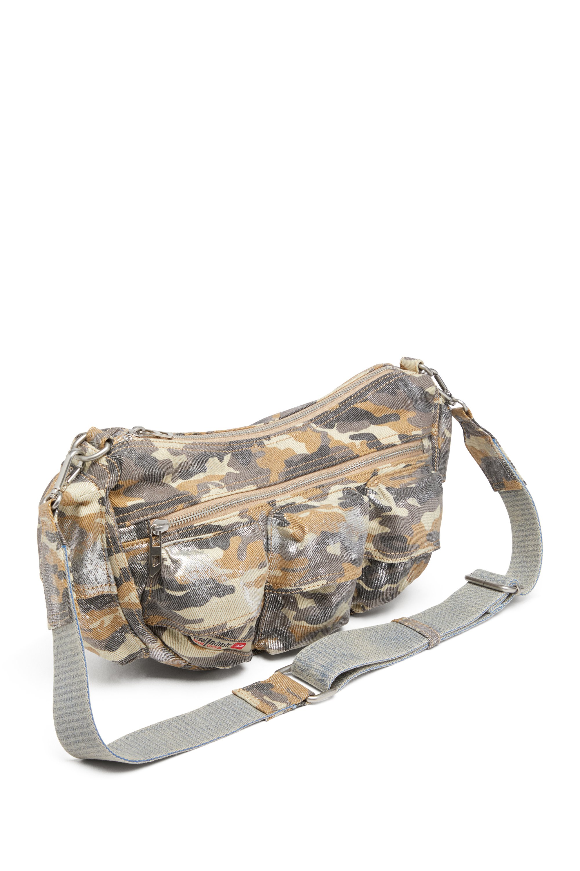 Diesel - MULTI-PKTS SHOULDER BAG X, Woman's Multipocket bag in metallic camo twill in Multicolor/Brown - 5