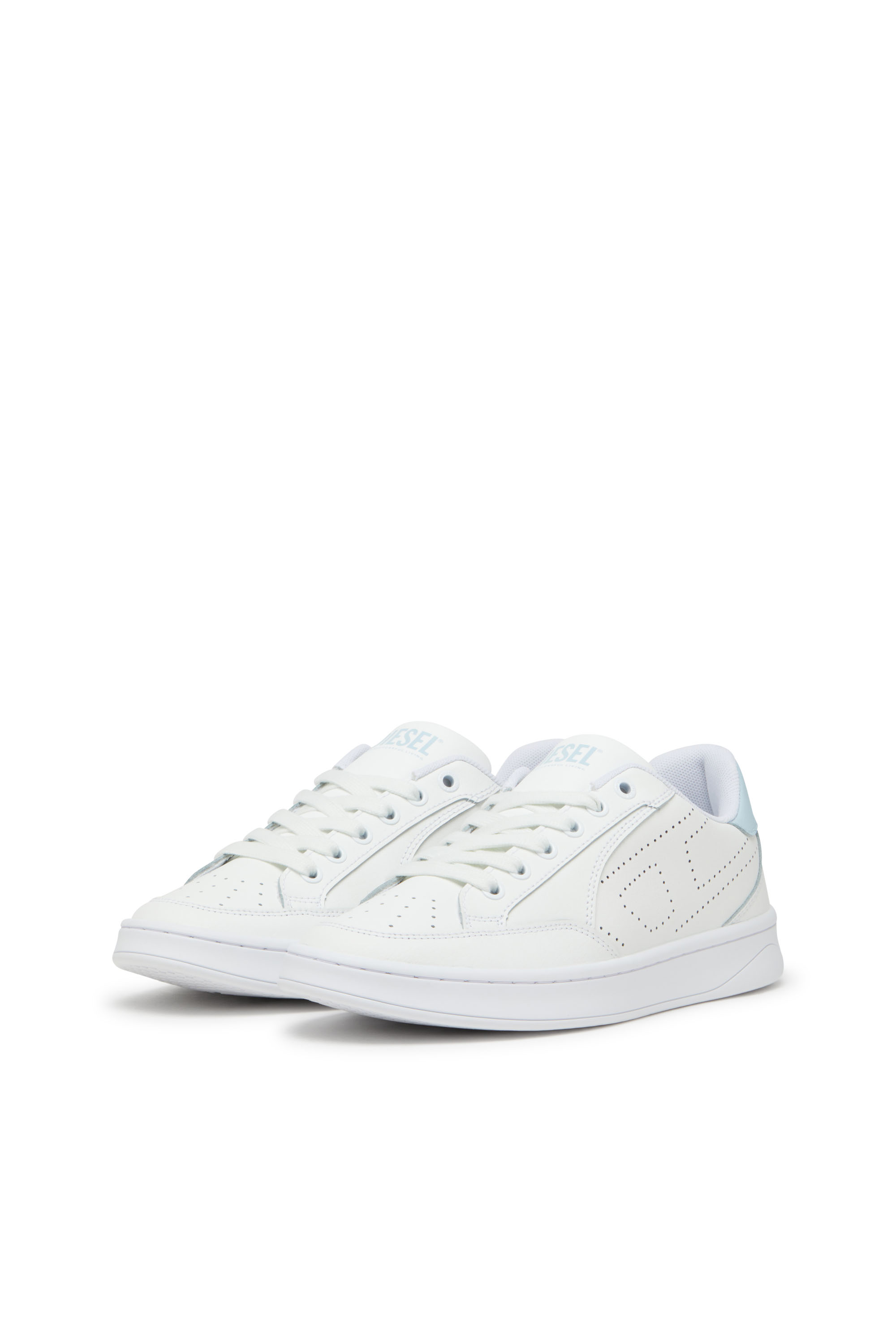 Diesel - S-DAKOTA LOW W, Woman's S-Dakota-Leather sneakers with perforated logo in White/Blue - 8