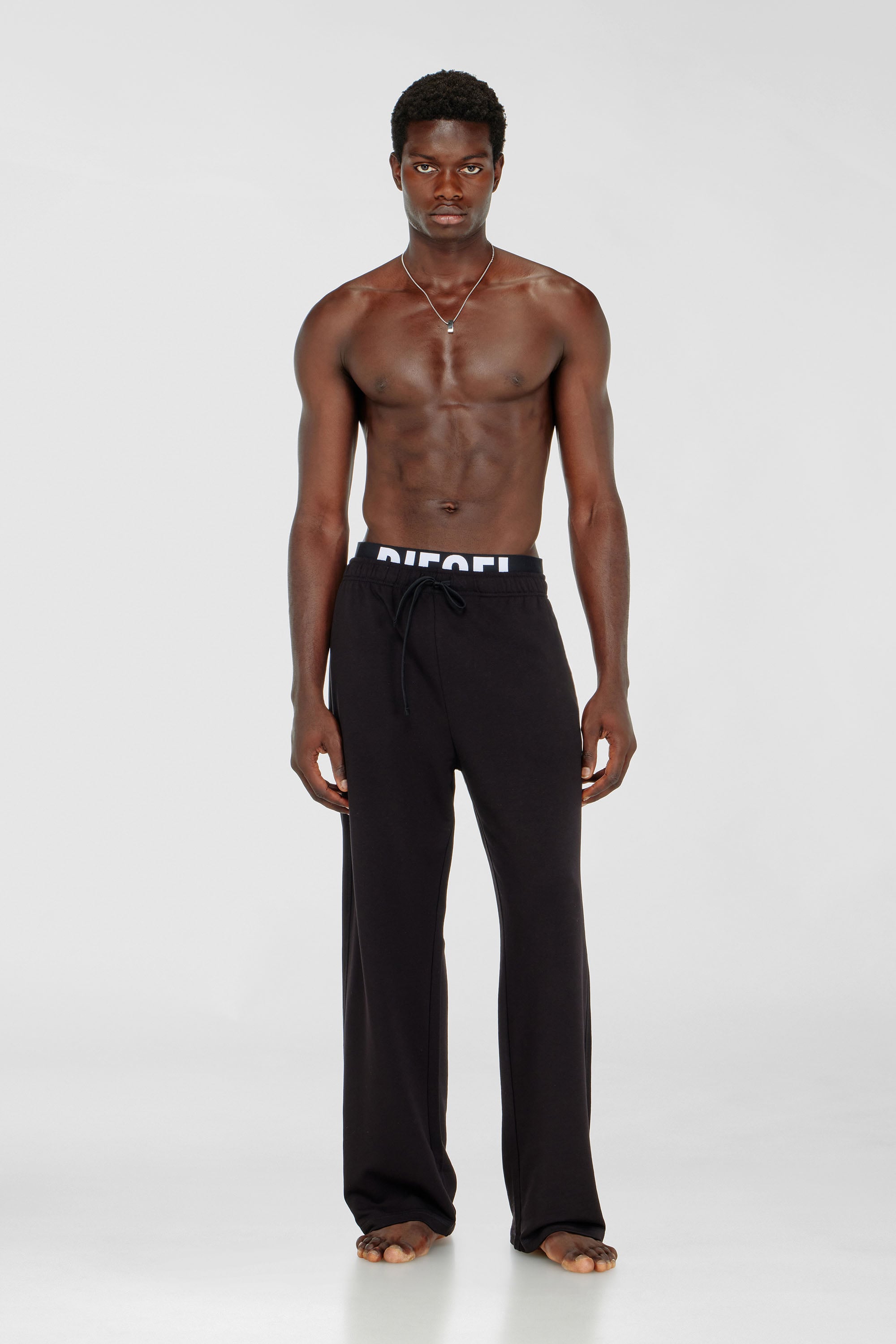 Diesel - BRADLEY-D-POP, Man's Cotton sweatpants with Diesel logo waistband in Black - 1