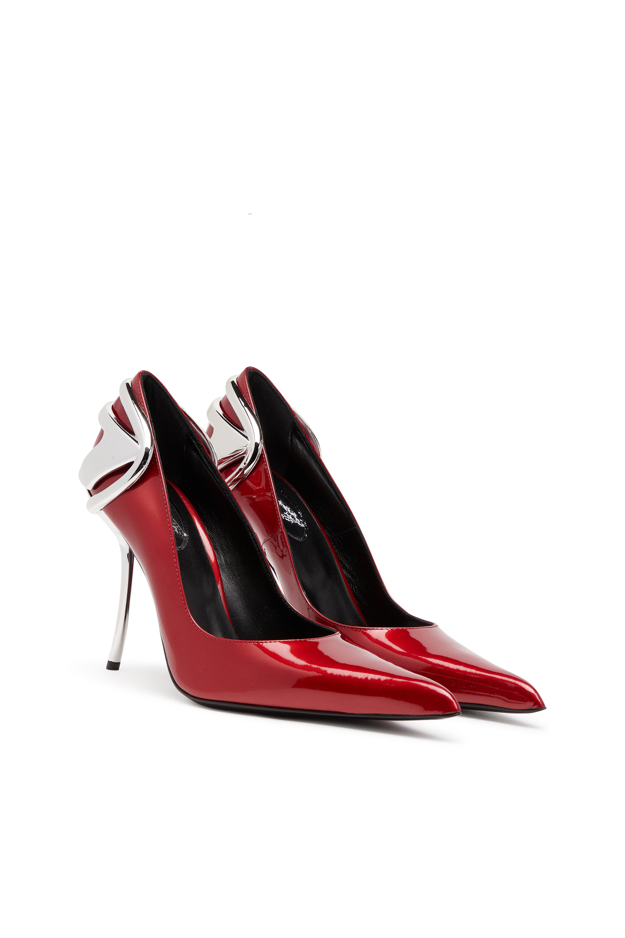 Diesel - D-TEN&HALF P, Woman's D-Ten&Half-Patent leather pumps with Oval D heel in Red - 4