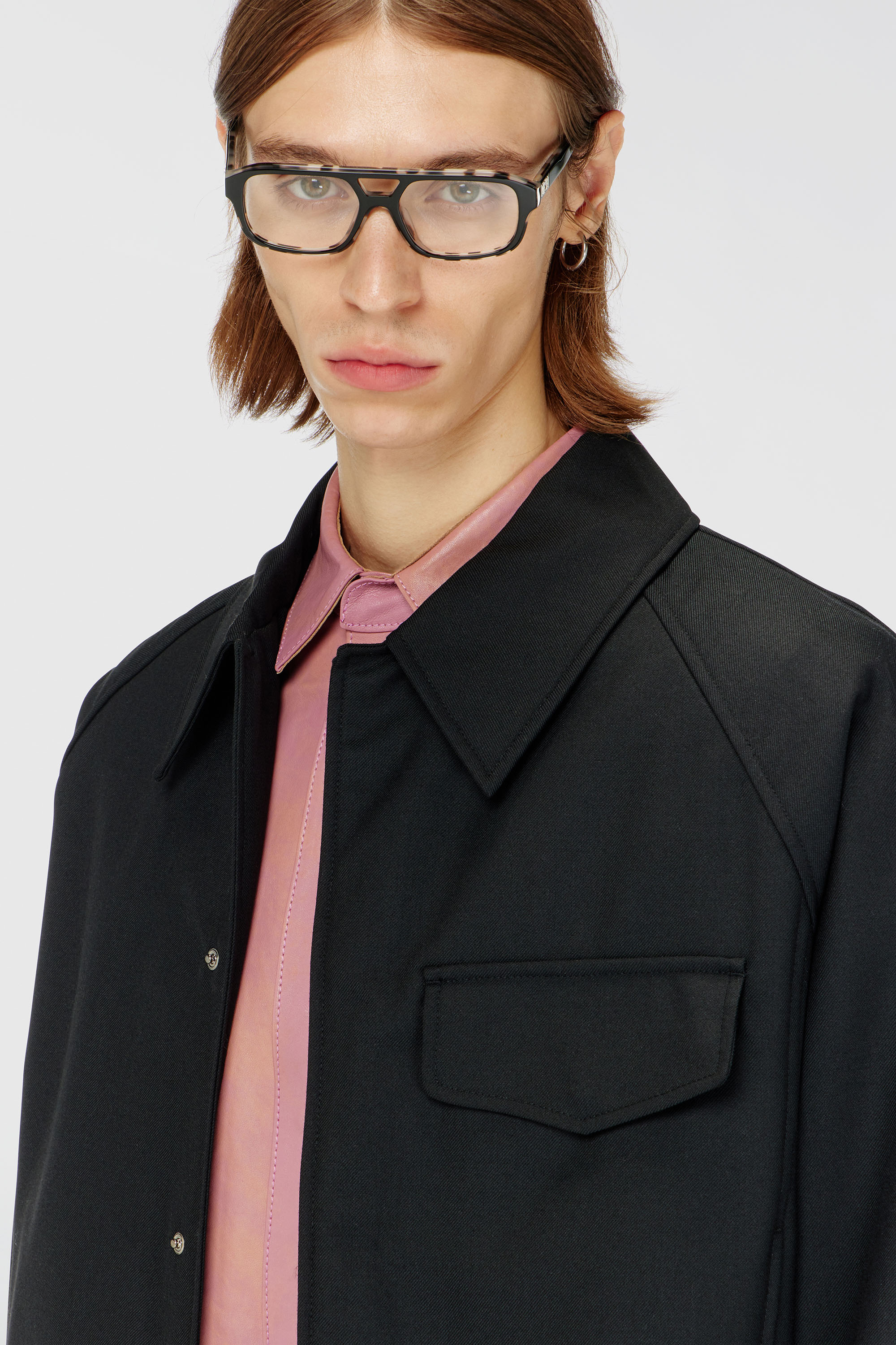 Diesel - J-ATTOR-COOL, Man's Gathered bomber jacket in wool blend in Black - 5