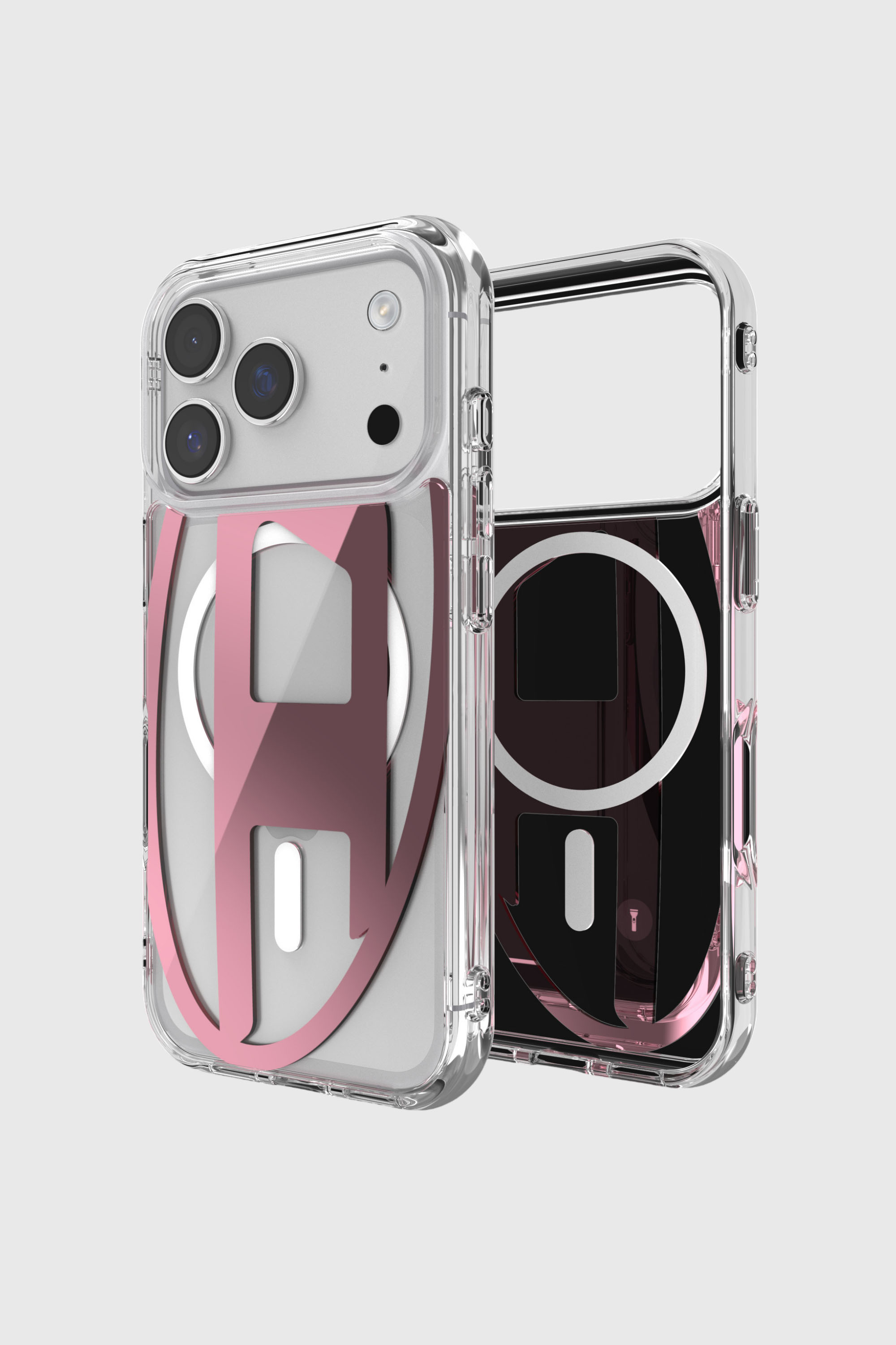 Diesel - 60421 AOP CASE, Unisex's Oval D metallic case with magsafe for iPhone 17 Pro in Pink - 1
