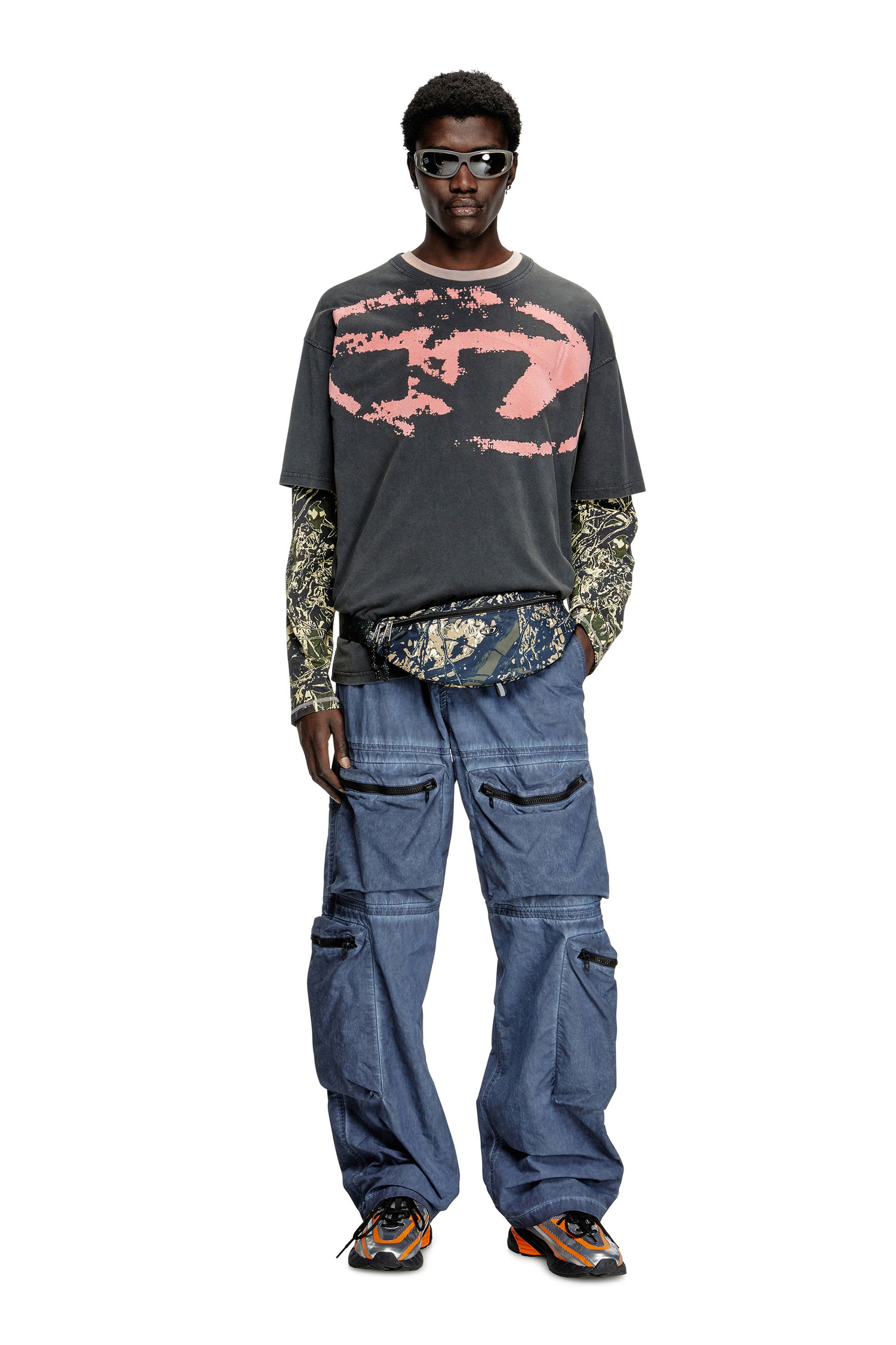 Diesel - T-BOXT-R21, Man's Acid-wash T-shirt with flocked Oval D logo in null - 2