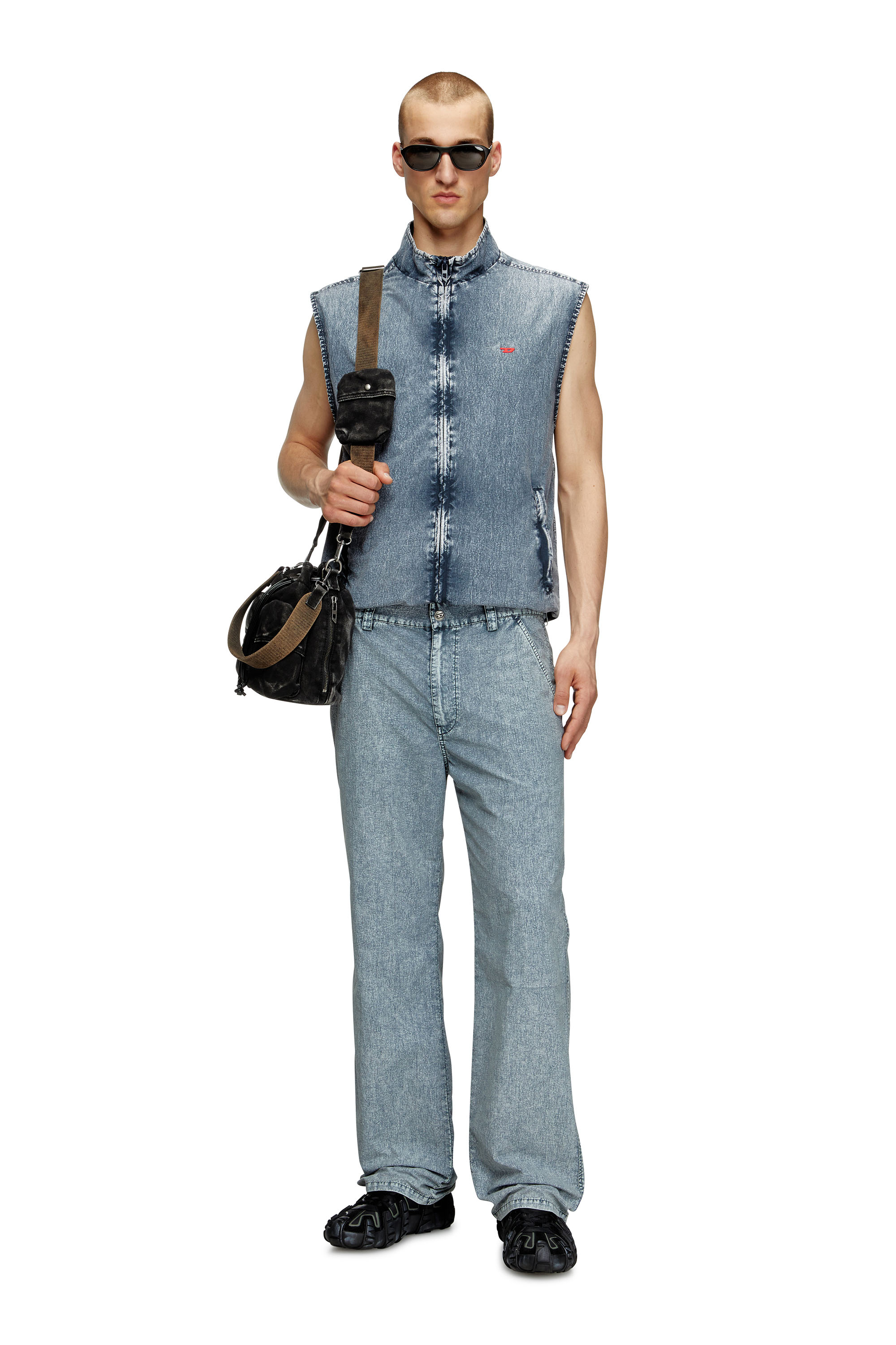 Diesel - J-ERB, Man's Vest in recycled nylon taslan in Medium blue - 1