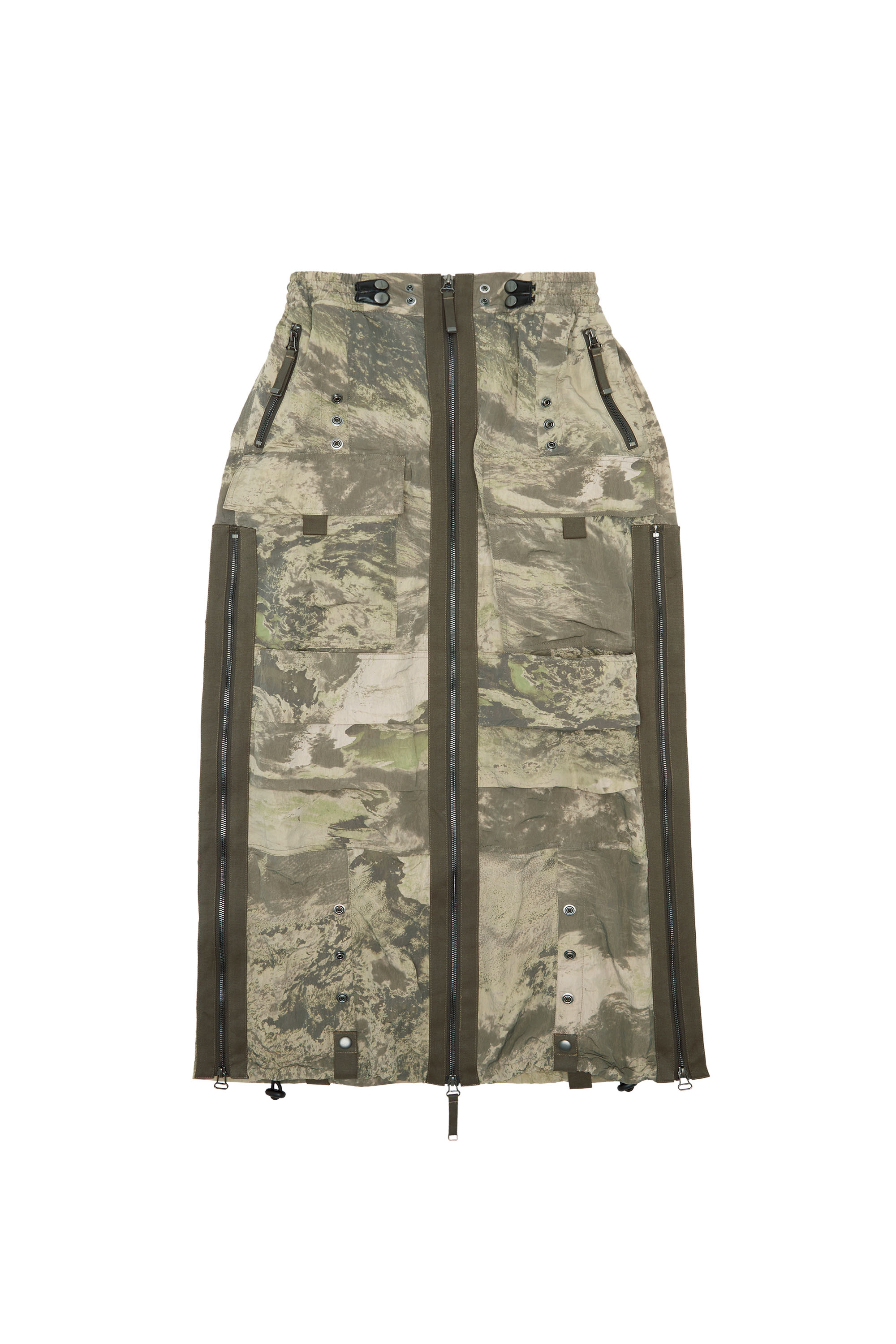 Diesel - O-CREP-N1, Woman's Long skirt with cargo pockets in Military Green - 4