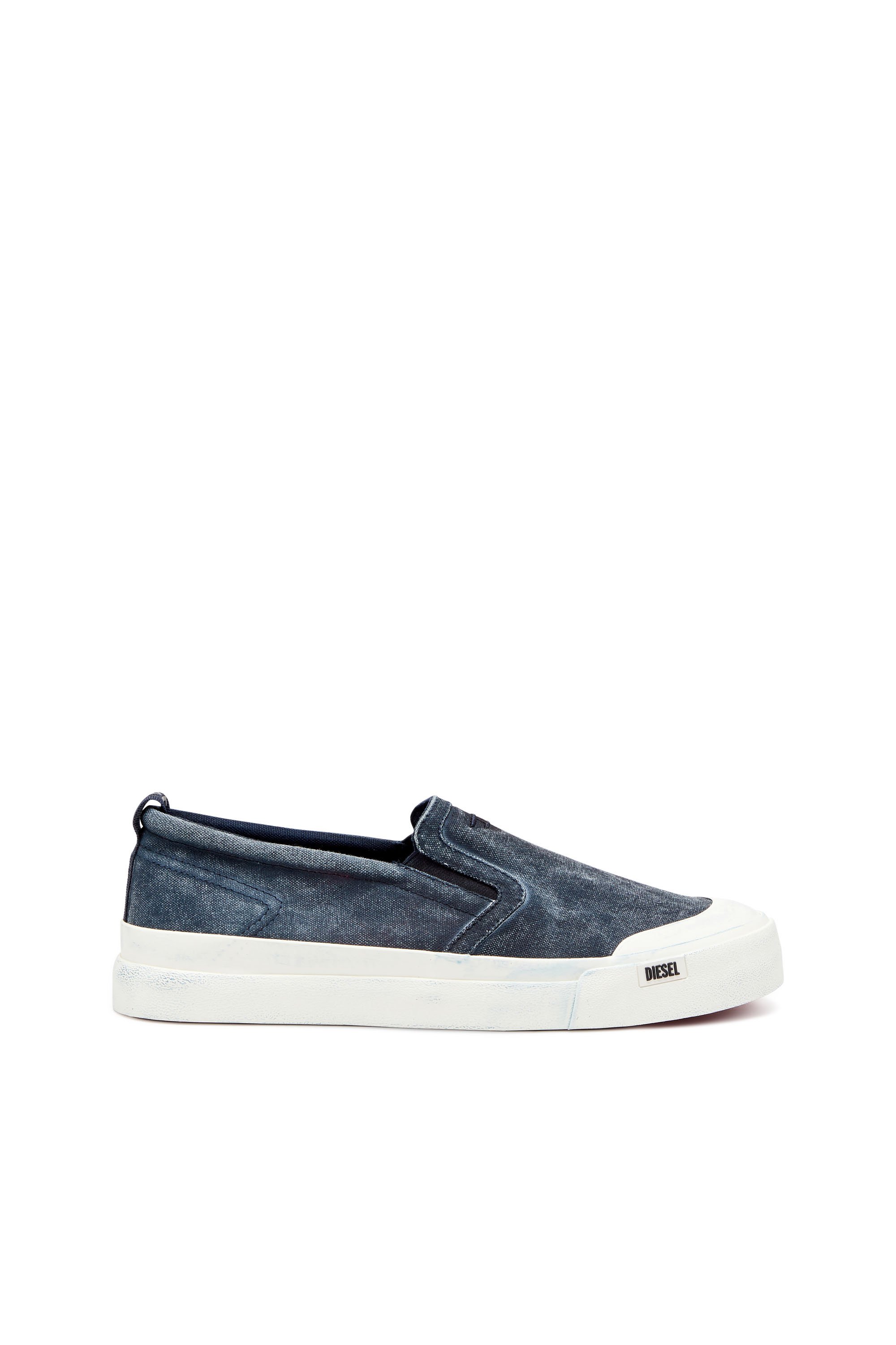 Diesel - S-ATHOS SLIP ON, Man's S-Athos-Canvas slip-on sneakers with D embroidery in Blue - 1