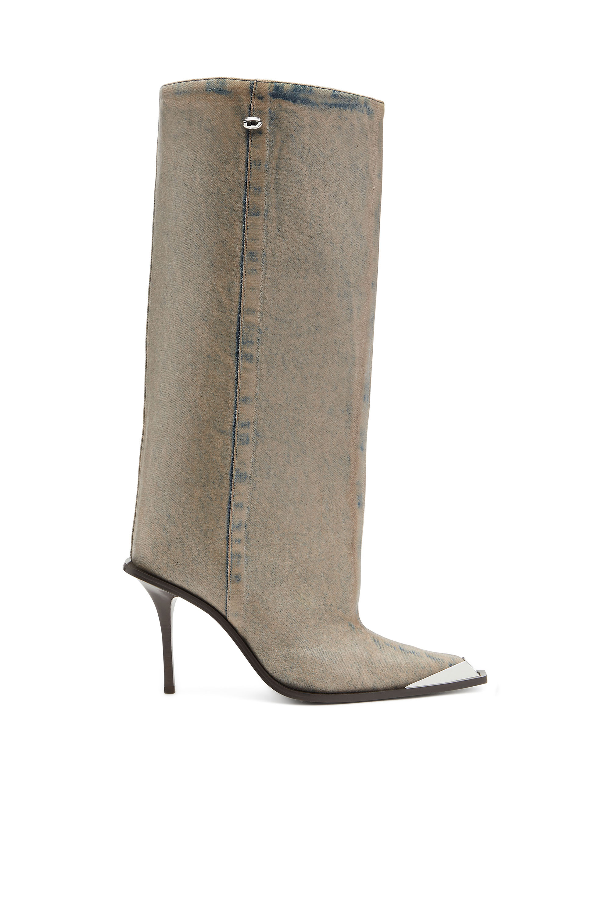 Diesel - D-TONA WB, Woman's D-Tona-Stivali al ginocchio in denim solarizzato coated in Beige - 1