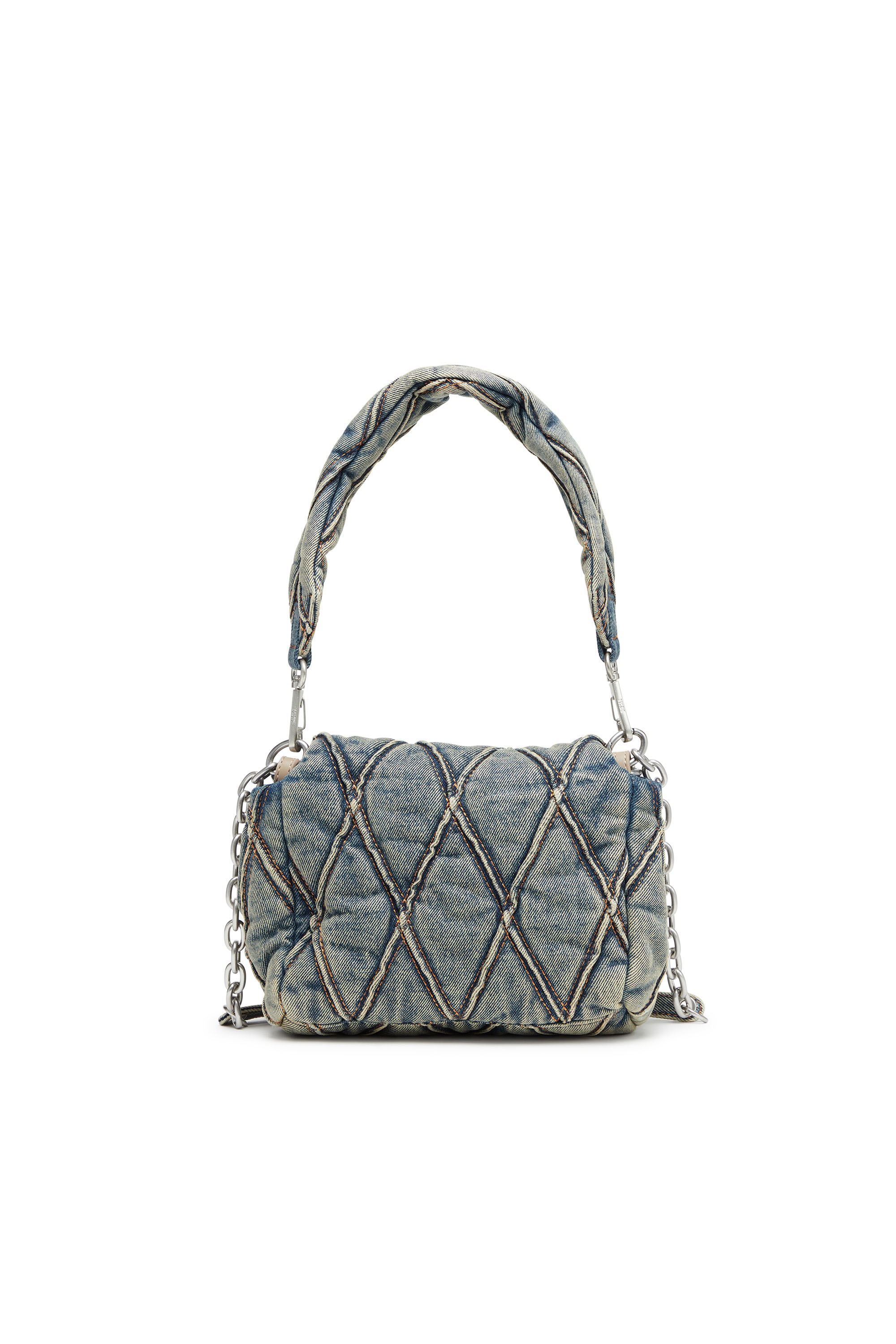 Diesel - CHARM-D SHOULDER S, Woman's Charm-D S-Small handbag in quilted denim in Dark Blue - 2